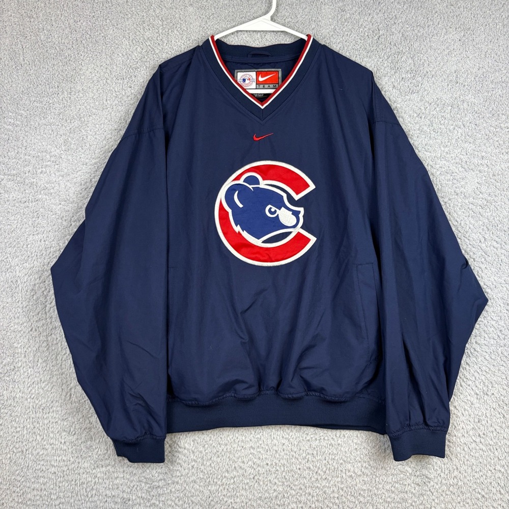 Vintage Nike Windbreaker Mens Medium Chicago Cubs MLB 90s Y2K Pullover Jacket